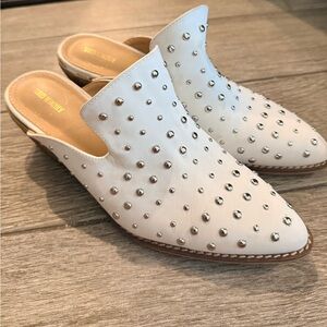 Elegant White Studded Mules